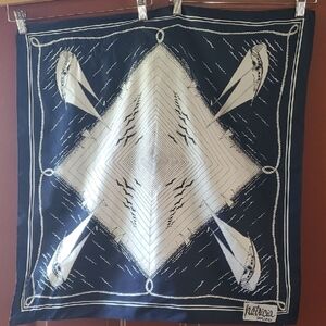 PATRICIA PARIS Nautical Navy and White Scarf  27 Square